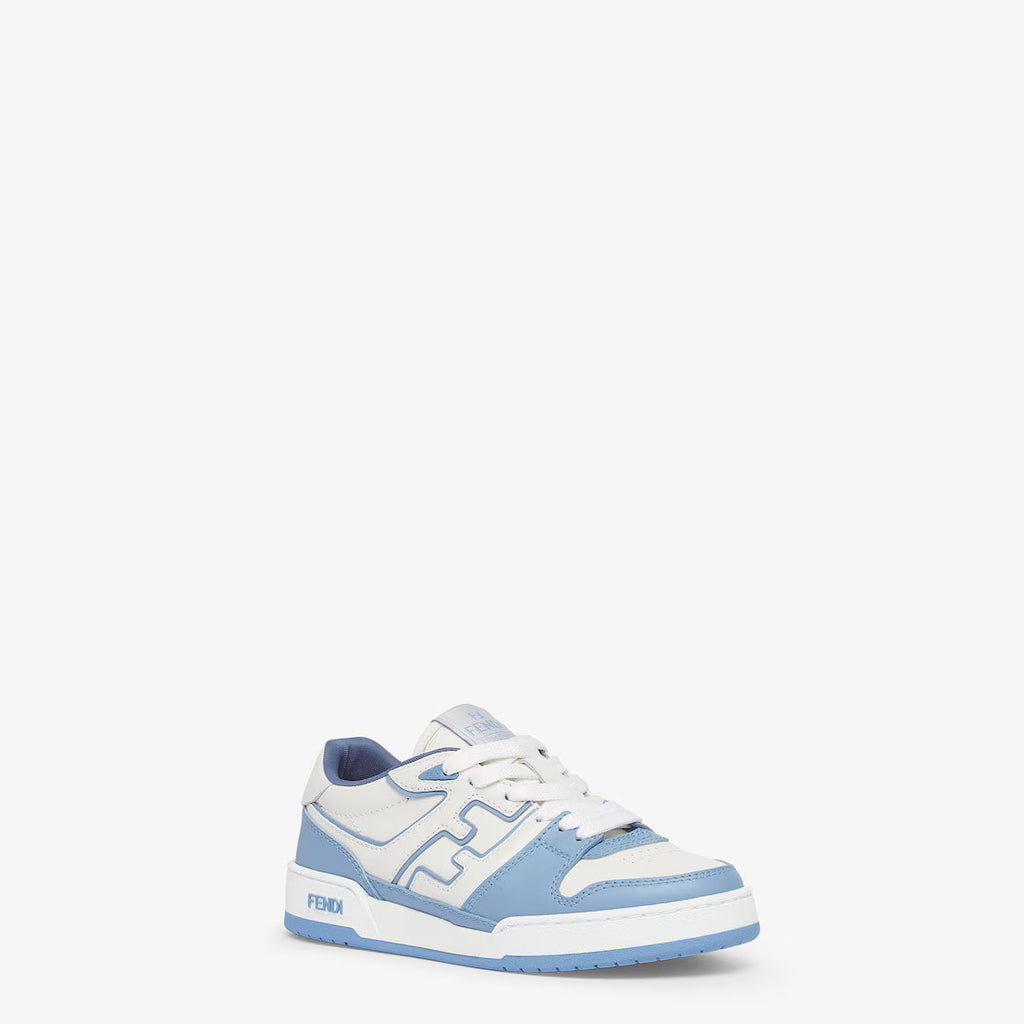 Match Lace-Up Sneakers – White & Light Blue