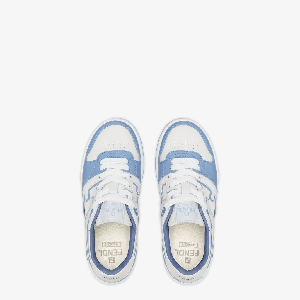 Match Lace-Up Sneakers – White & Light Blue