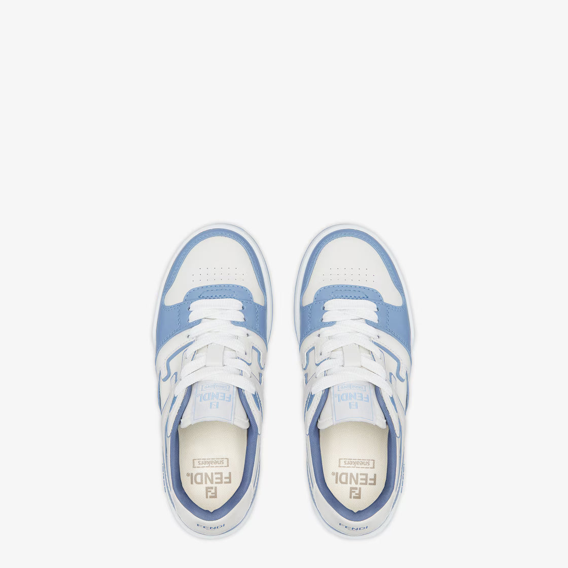 Match Lace-Up Sneakers – White & Light Blue