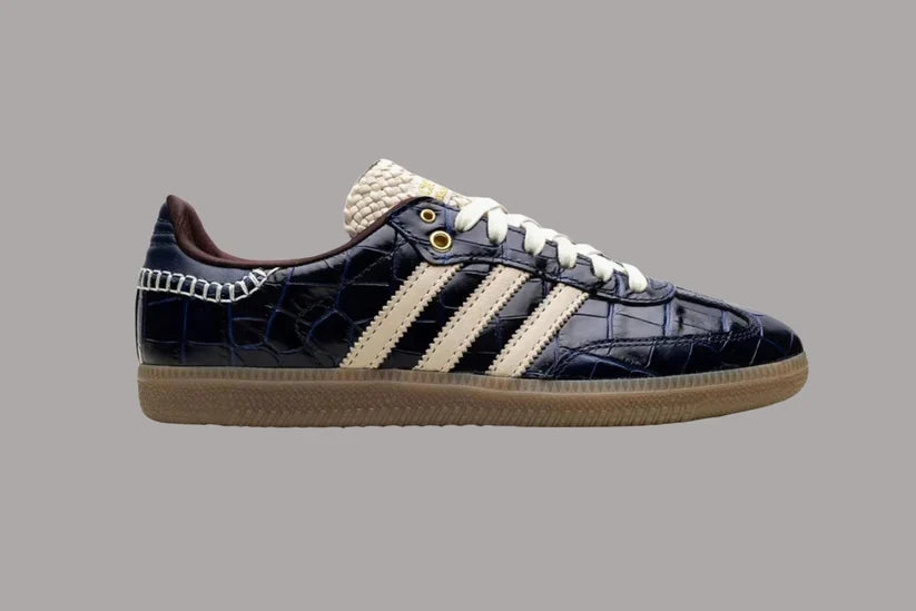 Navy Croc-Embossed Heritage Sneakers – Gum Sole Edition